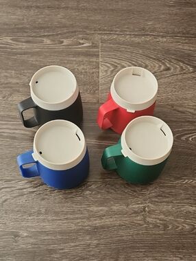 Set of 4 VINTAGE Thermos Travel Mugs with Wide Bottom Insulated 12oz